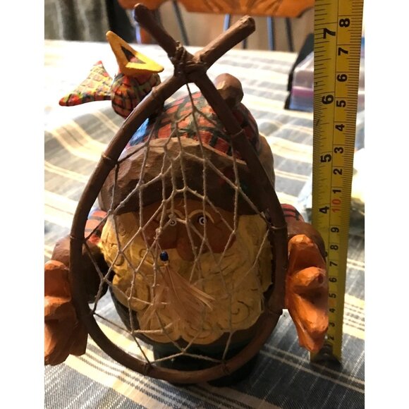 House Of Hatten Santa Figurine With Dreamcatcher & Bird  Handcrafted 1997 - Picture 6 of 6